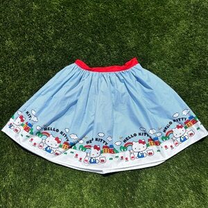 Unique Vintage Blue and Red A-Line Skirt